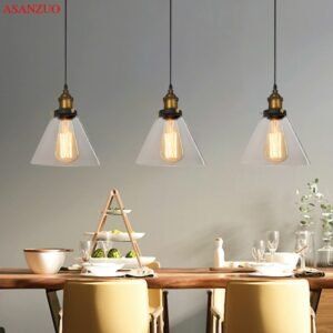 American Vintage Industrial Glass Pendant Lights Restaurant Bar counter cafe pendant lamp Retro clothing store hanging lamp 1