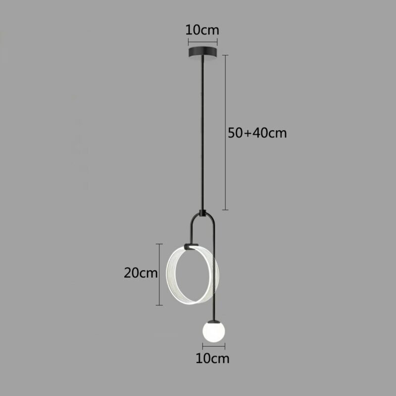 Brass hanglamp Nordic home decor bedroom bedside restaurant bar glass ball pendant light Acrylic ring LED lighting fixture 6