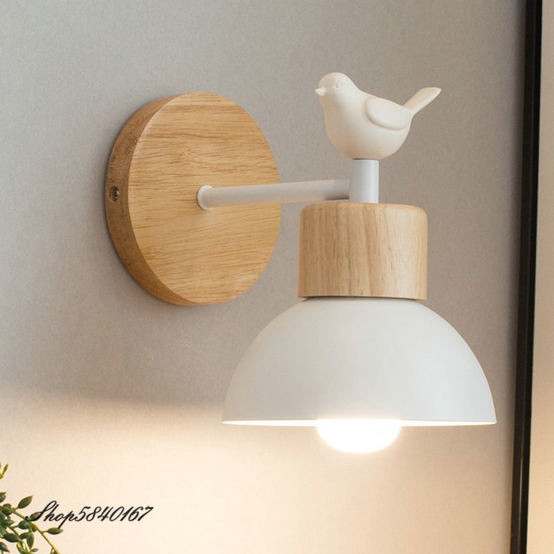 Modern Bird Lamp Sconce Wall Lights Wood Base Vanity Light Living Room Decoration Simple Wall Lights for Home Beside Lamps Wall 2
