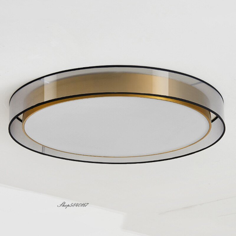 New Modern Copper Ceiling Lights Mesh Lampshade Double Lampshade Living Room Led Ceiling Lighting Loft Bedroom Creative Lights 2