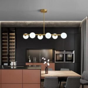 Nordic Long LED Chandelier Glass Ball Living Dining Kitchen Room Gold Black Pendant Lamps Home Decor Indoor Lighting 1