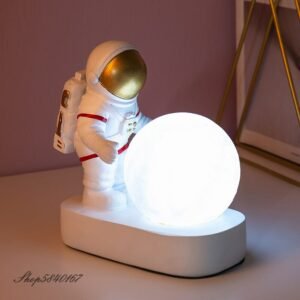Nordic Astronaut Moon Lamp Decoration Simple Night Light Resin Night Lamp Children Gift Bedroom Lamps Table AG10 Button Battery 1