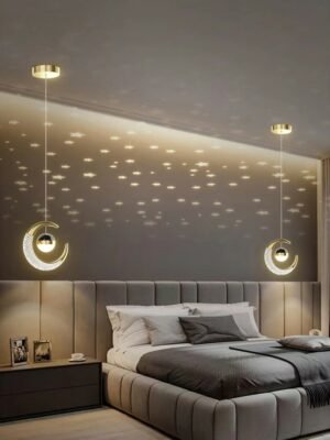 Bedroom Bedside Moon Star Pendant Lamp Kitchen island Background Wall Hanging Lamps Spotlight Projector Lamp 1