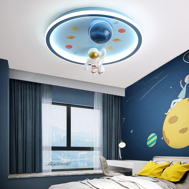 Modern Creative Spaceman Ceiling Lamp for Children's Bedroom Light Cartoon Led Luminous Planet Ceiling Hanglamp Lighting Fixture 1
