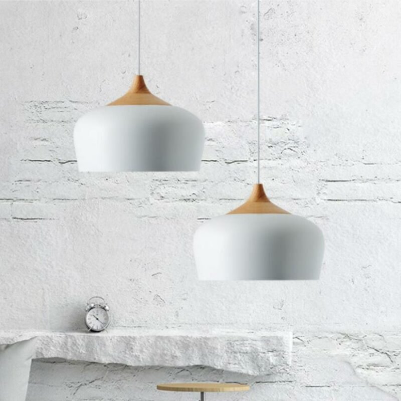 Modern Multicolor Pendant Lights Nordic Macaron Wood Hanging Lamp Restaurant Kitchen Bedroom Lamp Aluminum Light Fixtures 3