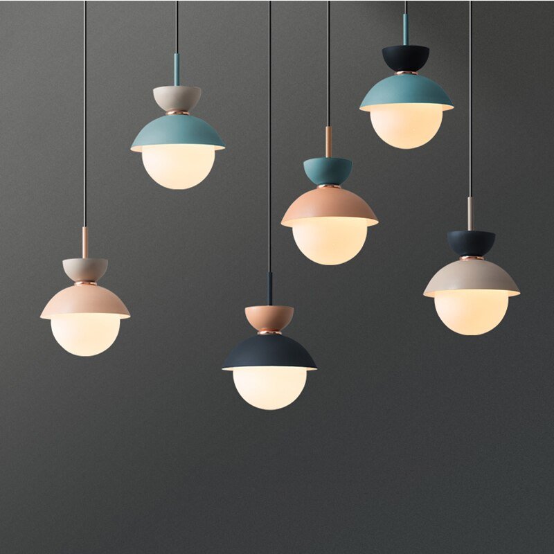 Nordic Color Pendant Lights Macaron Simple Hanging Pendant Lamps Living Room Pendant Light Fixtures Kitchen Suspension Led Lamps 1