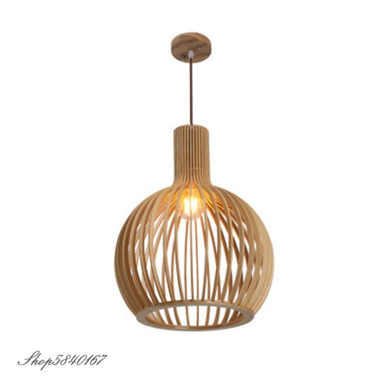 New Chinese Style Birdcage Pendant Light Wood Lamp Hanging Light for Dining Room Living Room Art Decor Restaurant Light Pendant 2