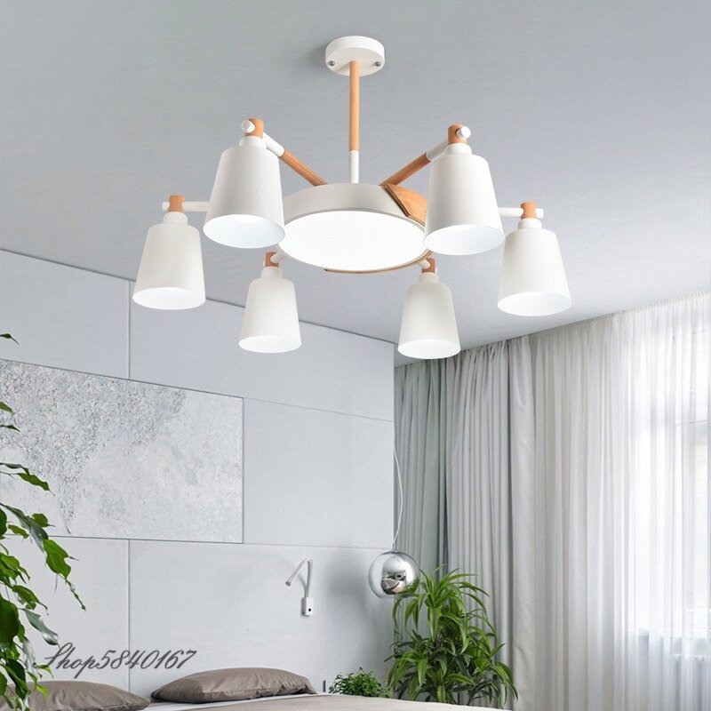 Nordic Modern Chandeliers Deco Wood Lamp Lustre LED Chandelier Lighting Living Room Hanging Lamps Bedroom Suspension Luminaire 3