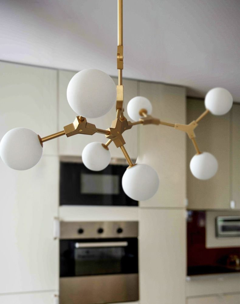 Nordic creative Glass ball chandelier Modern minimalist  dining table Bar LED hanging lamp living room molecular pendant lamps 5