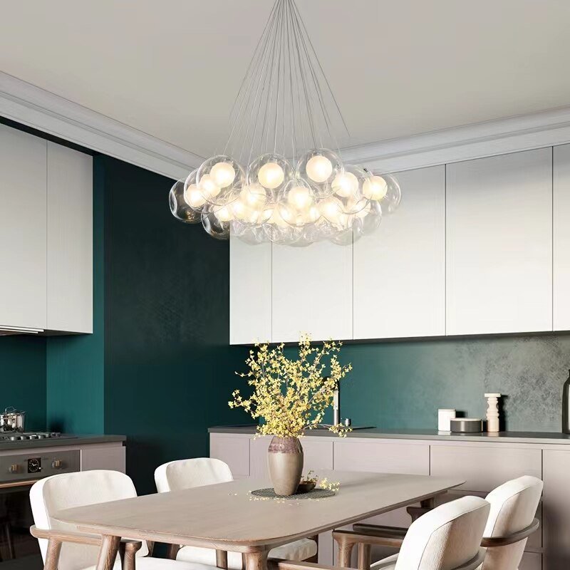 Creative Design Modern LED Colorful Glass Ball Pendant Lights Lamps for Dining Room Living Room Bar G4 Transparent Glass Pendant 3