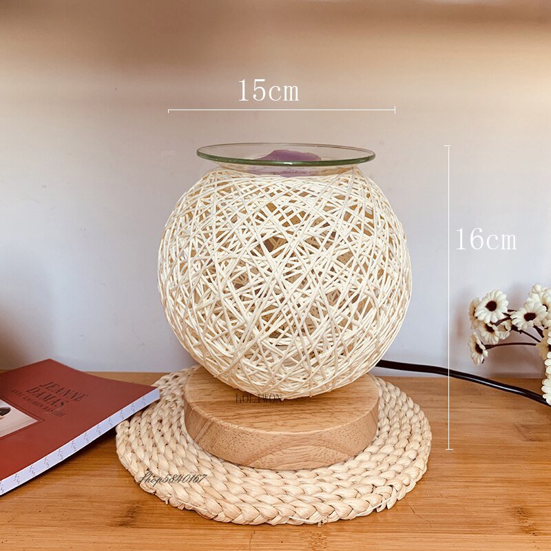 Personality Aromatherapy Table Lamp Handmade Rattan Melting Wax Desk Lamp Romantic Beside Lamp for Bedroom Dining Room Lights 2