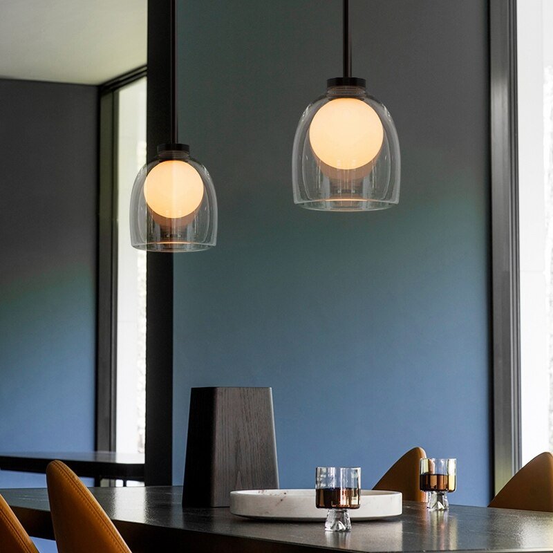 Nordic New Glass Pendant Lights Modern LED Hanging Lamp for Living Room Dining Room Bar Decoration Net Red Pendant Lamp 4