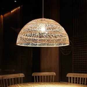 New Semicircular Rattan Lamp Pendant Lights Creative Hand-woven Suspension Light Fixtures for Dining Room Restaurant Hanglamp 1