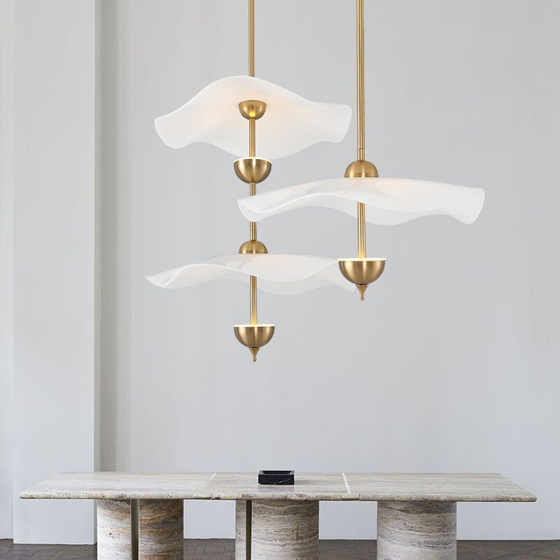 Modern Designer Ceiling Chandeliers Led Acrylic Lotus Leaf Hanglamp Bedroom Lights Living Room Decor Nordic Chandelier Lighting 5