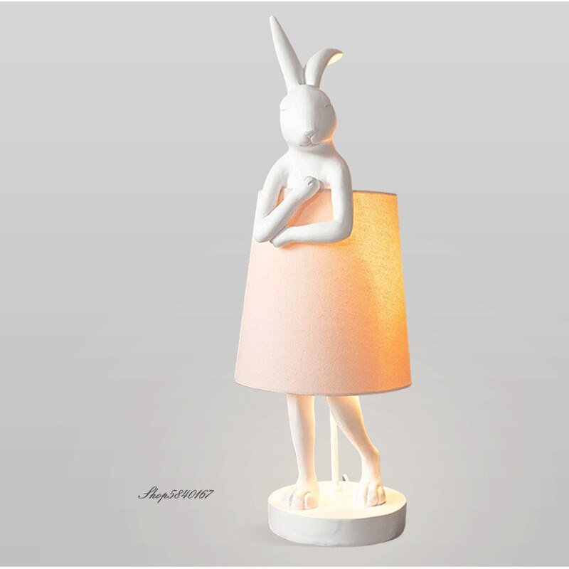 Rein Standing Rabbit Table Lamp Creative Shy Cartoon Desk Lamp Lighting Decor for Children Bedroom Personality Beside Lamp E27 5