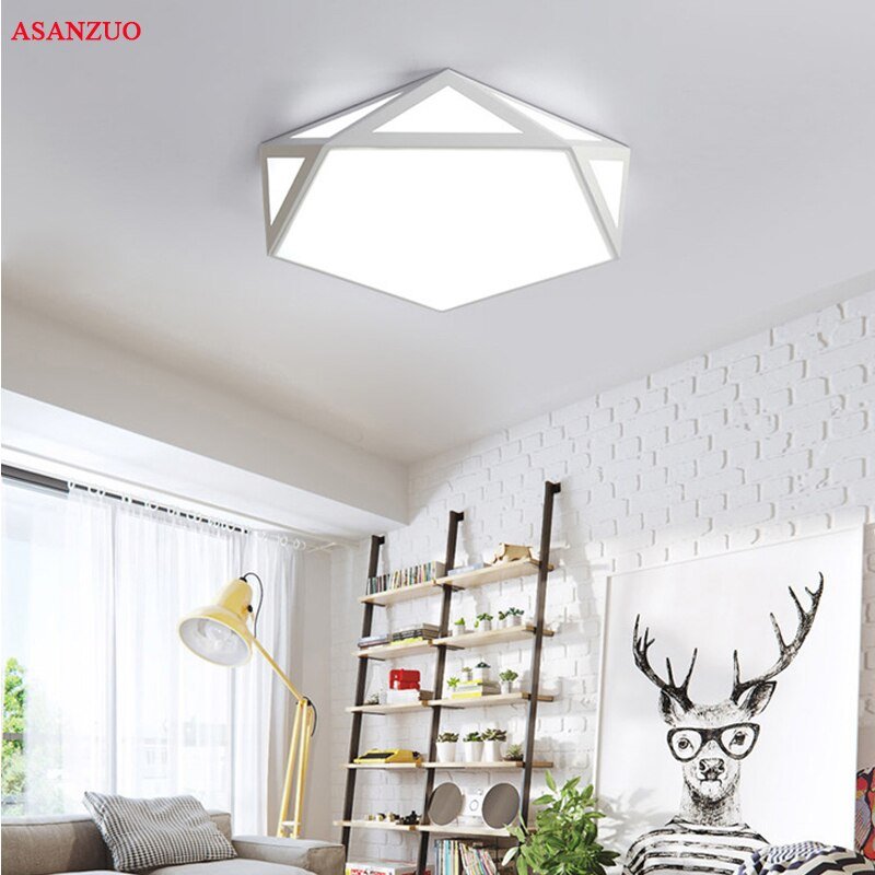 Black White Modern Minimalism LED Ceiling Lamp Art Creative Geometrical Ceiling Light For Bedroom Living Room 2