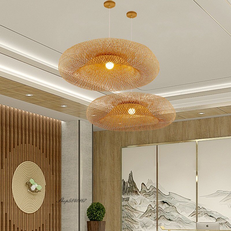 Creative New Bamboo Pendant Lights Vintage Wooden Restaurant Hanglamp Decoration Dining Room Living Room Decor Suspension Lamps 3