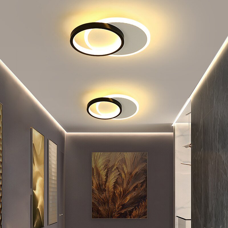 Small Modern LED Aisle Ceiling Lamp 2 Rings Creative Nodic Home Decor Lustre Entrance Corridor Balcony Lights 3
