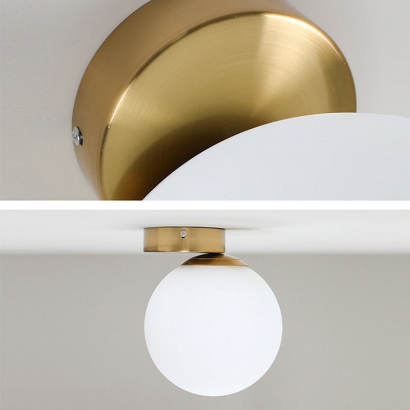 Modern Luxury Round Glass Ceiling Lamp Brass Metal Ceiling Lights Hallway Corridor Aisle Illuminaire bedside wall lamps 5
