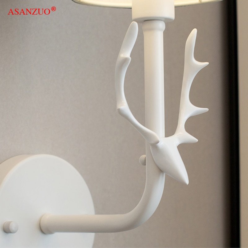 Nordic antler small wall lamps modern creative aisle bedroom living room decor fabric lampshade sconce lamp 3