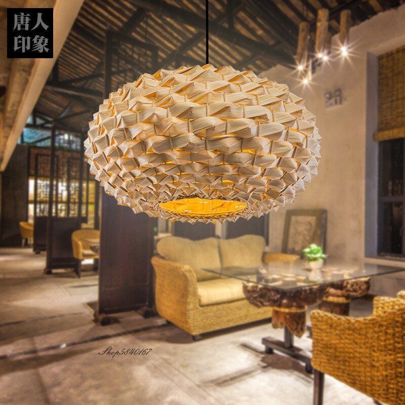 New Chinese Style Pendant Light Retro Rattan Lamp for Living Room Home Deco Dining Room Hanging Lamps Homestay Lighting Fixtures 3