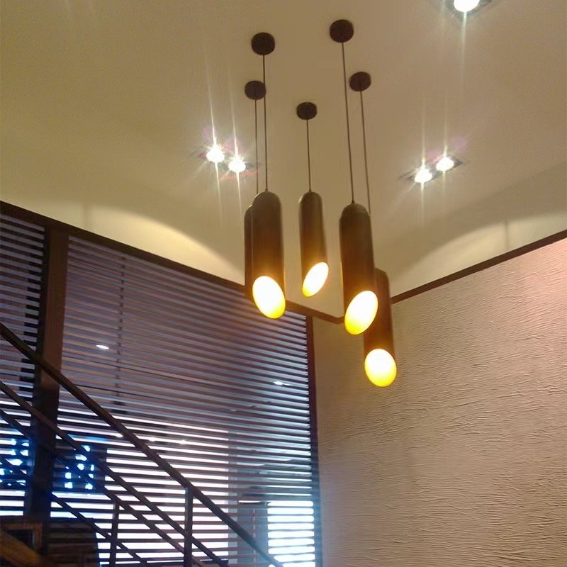 Black White Aluminum tube pendant lights Nordic Restaurant Bar Cafe pendant lamp Living Room Home decorative Lighting fixture 3