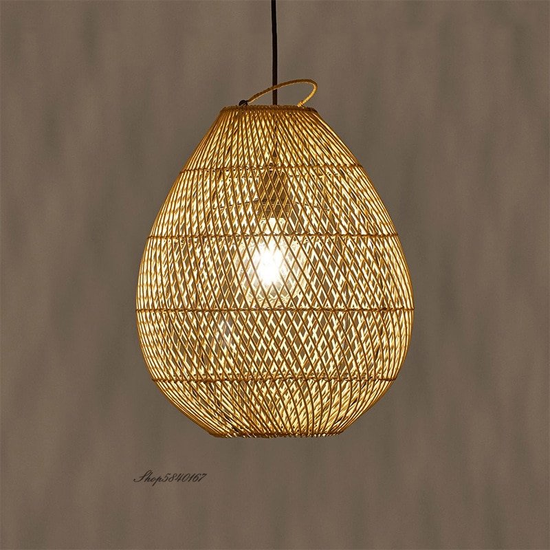 Rattan Retro Pendant Lights Hand-woven Hanging Basket Lamps for Dining Room Furniture Restaurant Lights Loft Hanglamp Luminaire 2