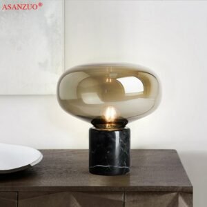Postmodern Marble Glass Table Lamp Bedroom Decoration Beside Lamp Luxury Black Table Lamps for Living Room Study E27 Desk Lamp 1