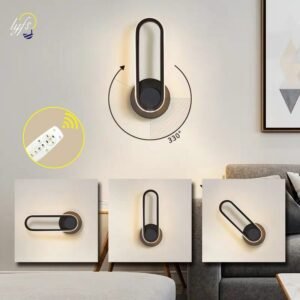 330° Rotation LED Wall Lamp Indoor Lighting Dimming 3 Light Colors Remote Wall Light Fixture Light For home Living Room Bedside 1