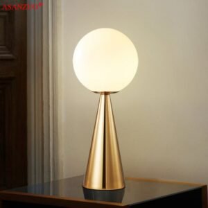 Postmodern Bedside Art Table Lamp Creative Cone Golden Glass Bedside Bar Cafe Livring Room Decoration Lamp 1