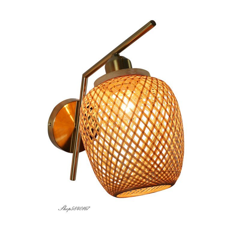 New Chinese Style Wall Lights Vintage Bamboo Lampshade Living Room Background Wall Lamp Decor Bedroom Sconce Lighting Fixtures 6