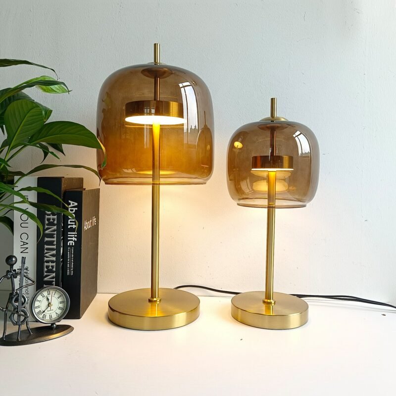 Nordic Smoke gray Glass Table Lamps LED Modern Living Bedroom Bedside Indoor Decor Lighting Creative Luminaire Desk Lamp 3
