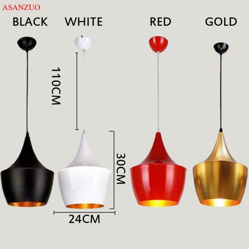 Black/white/red/gold lampshade pendant lights modern living room dining room decoration hanging lights E27 lighting fixtures 6