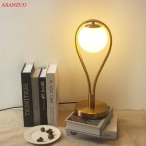 Nordic BrassTable Lamp Round Glass Ball Bedroom Light Living Room Study Room Office Reading Lights LED G9 Bulb 5W EU/UK/AU 1