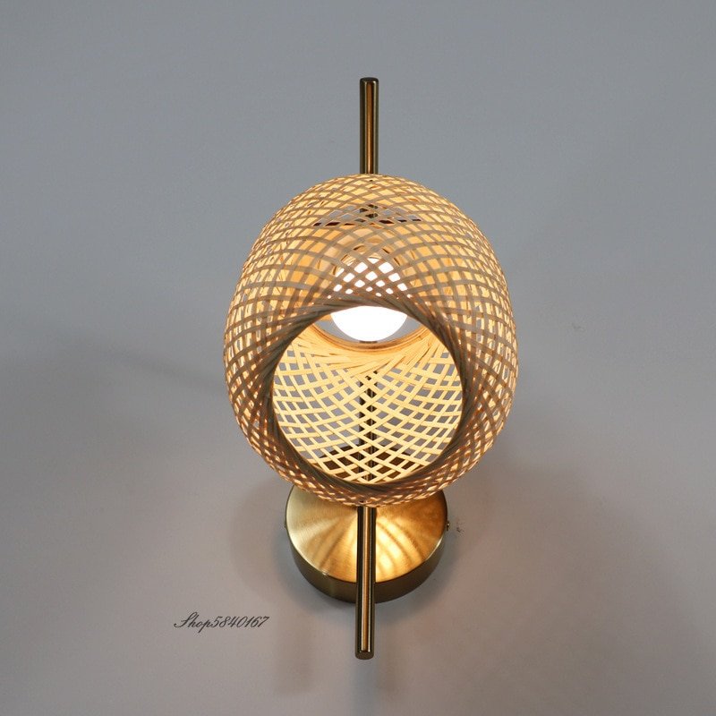 New Chinese Style Wall Lights Vintage Bamboo Lampshade Living Room Background Wall Lamp Decor Bedroom Sconce Lighting Fixtures 2