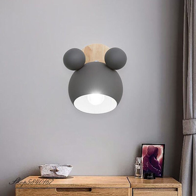 Nordic Wall Lamp Aluminum Mickey Sconce for Children Bedroom lights Modern Indoor Wall Light Fixtures E27 Creative Luminaire 6