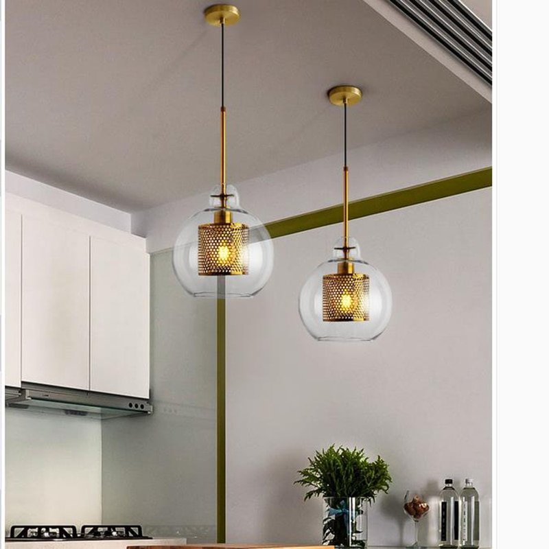 Loft Modern Pendant Light Glass Ball Hanging Lamp Kitchen Light Fixture Dining Hanglamp Living Room Luminaire 2