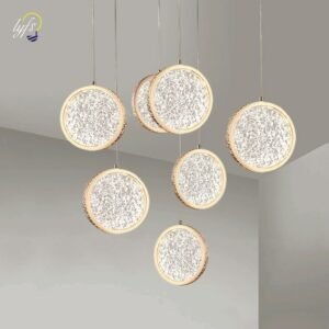 Modern LED Round Pendant Lights Nordic Indoor Lighting For Home Living Room Restaurant Decoration Luxurious Hanging Lamp 1