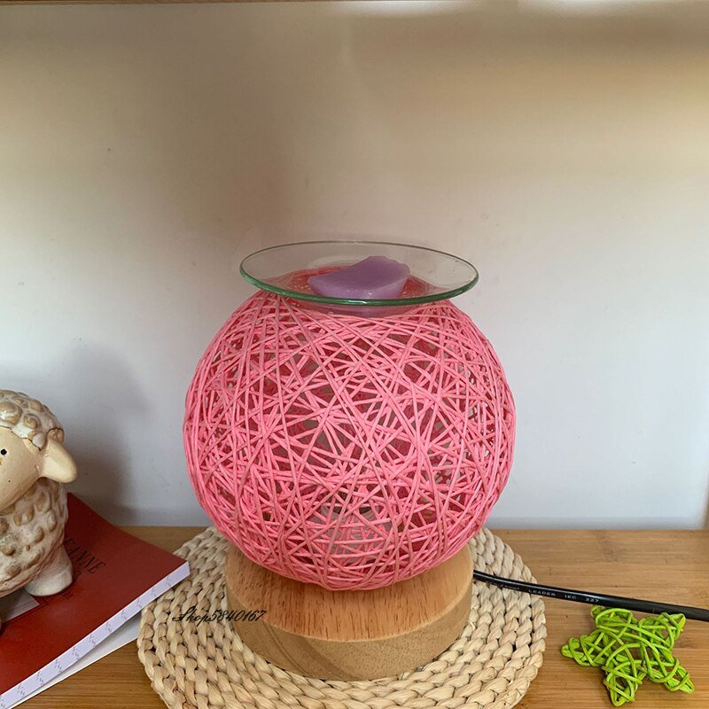Personality Aromatherapy Table Lamp Handmade Rattan Melting Wax Desk Lamp Romantic Beside Lamp for Bedroom Dining Room Lights 3