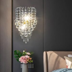 luces led E14 Modern Crystal Mirror Stainless Steel Wall Lights Lamps Sconce Fixtures Lights for Hallway Bedside Living Room 1