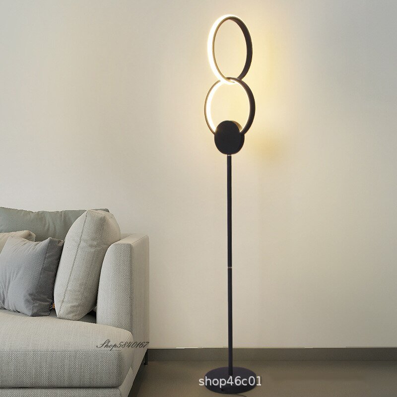 Modern Personality Floor Lamp Led Rings Black Free Stand Light Lamps Living Room Decoration Bed Room Standing Beside Table Lamp 1