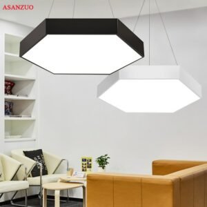 Modern LED Office Pendant Lights Metal Hexagon Pendant Fixtures Luminaria Lampares LED Hanging Light Suspension Lamp 1