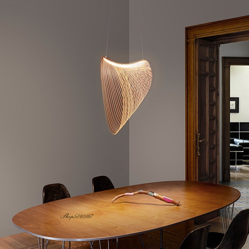 Nordic Minimalist Wooden Led Pendant Lights Designer Art Lustre for Living Room Dinning Room Cafe Bar Light Bedroom Hanging Lamp 2