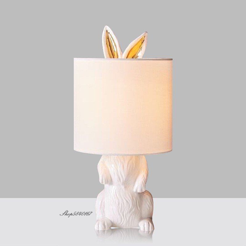 Modern Animal Table Lamp Resin Masked Bunny Desk Lamp for Study Living Room Bedroom Light Decor E27 Fixture Creative Beside Lamp 3