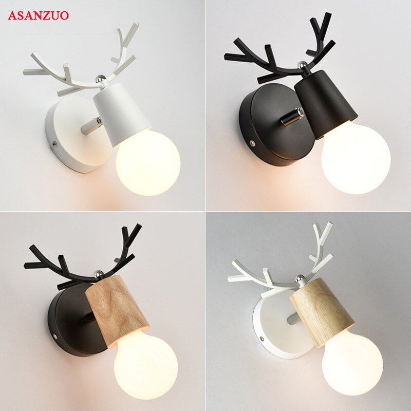 Nordic creative bedside Wall lamps Simple staircase corridor hallway lamps bedroom living room Home Decor LED Antlers wall light 1