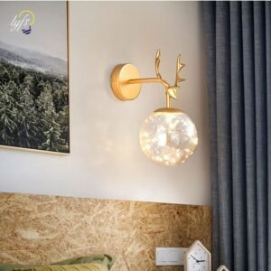 Nordic LED Wall Lamp Indoor Lighting Sconce Lamp Gold Black Glass Lampshade Home Decoration For Living Room Bedroom Bedside 1