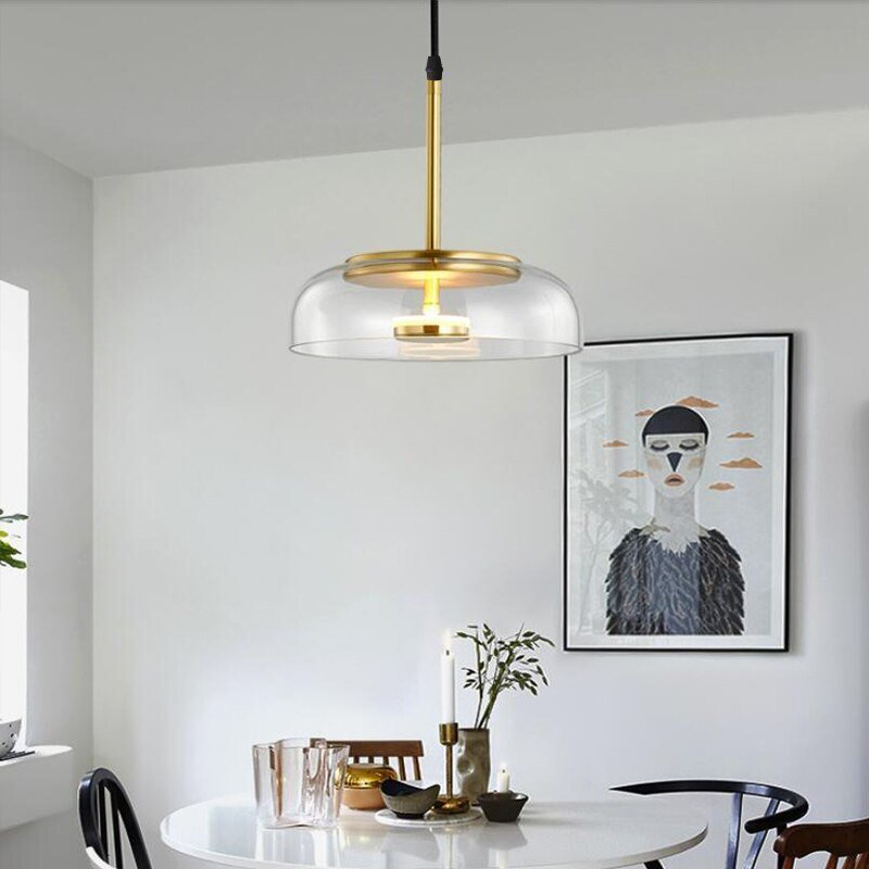 Modern Glass Pendant Lamps LED Bowl Nordic Lighting Luminaries Dining Bedroom Decoration Indoor Kitchen Fixture Hanging Lights 3