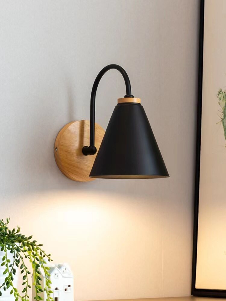 Wooden wall lights modern bedroom bedside wall lamp for kitchen restaurant  Nordic macaroon sconces 2