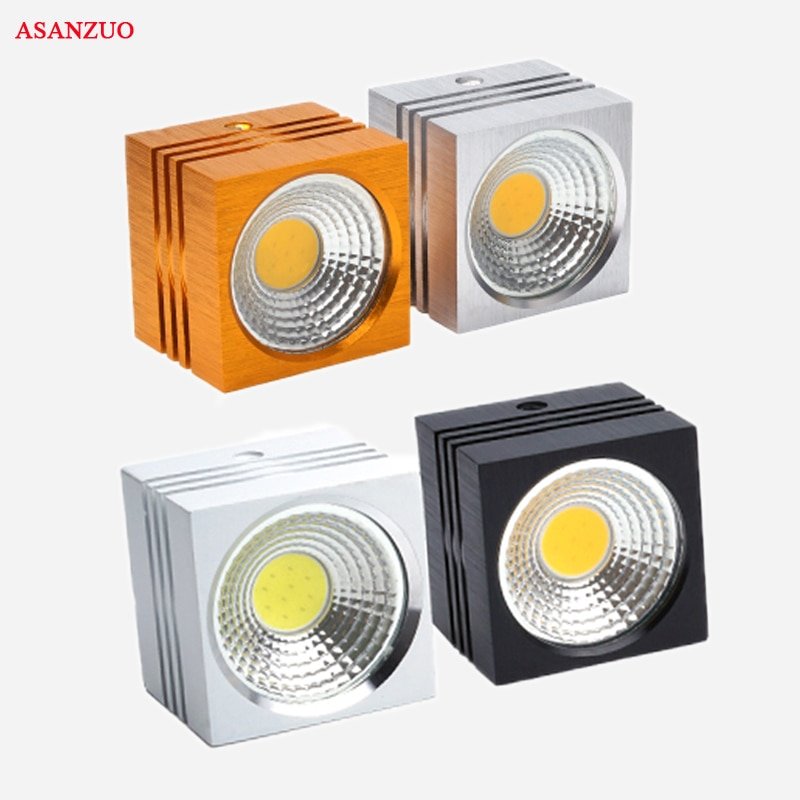 Dimmable COB LED Downlight 5W 10W AC85-265V Surface Mounted Square Aluminum Ceiling Fixture Home Decoration Spot Light 1