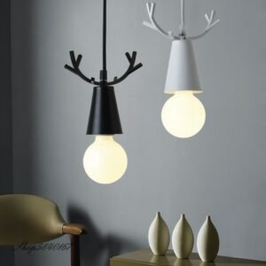 Nordic Animal Pendant Lights Black Iron Deer hanglamp For Living Room Bedroom Study Home Decor Indoor Lighting E27 Hanging Lamp 1
